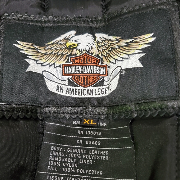 HARLEY-DAVIDSON BLACK LEATHER MOTORCYCLE JACKET HEAVY DUTY MEN SIZE XL - Picture 8 of 16